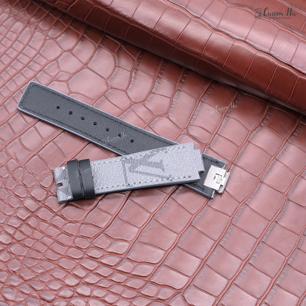 Louis Vuitton Monogram Leather Strap for Watches Brown & Red 20mm